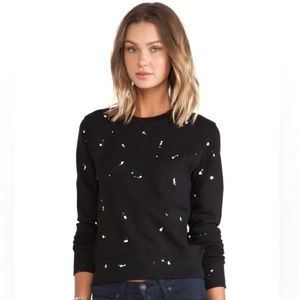 Rag & Bone Black Crewneck Sweater with White Paint Splatter Cotton extra small